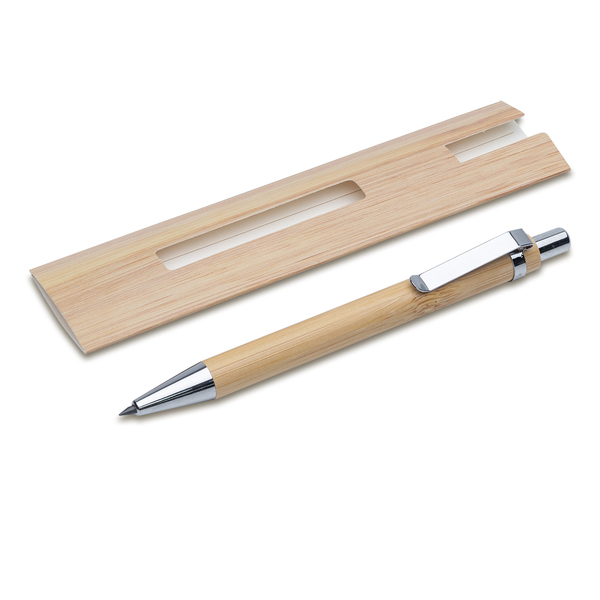R02315.13 - Bambusowy, wieczny długopis/ołówek w etui Lakimus, beżowy