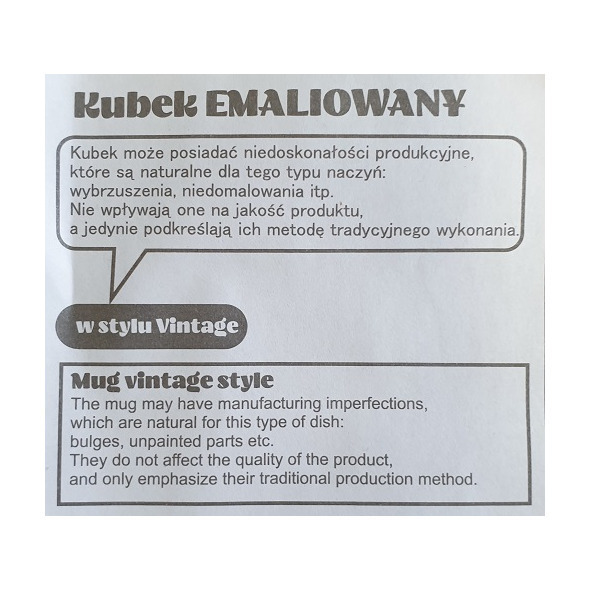 R08230.06 - Kubek emaliowany Oldie 500 ml, biały