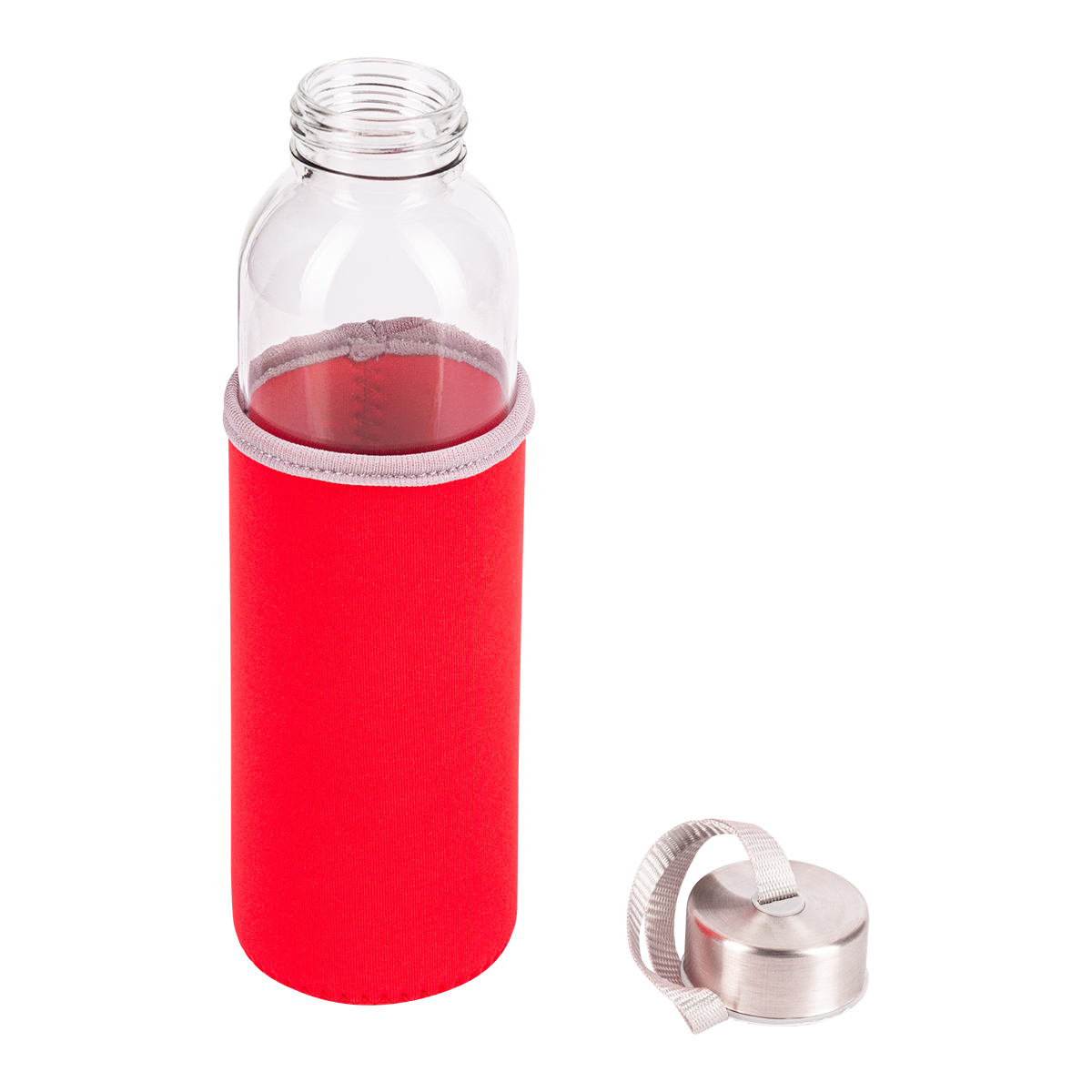 R08276.08 - Szklana butelka Vim 500 ml, czerwony