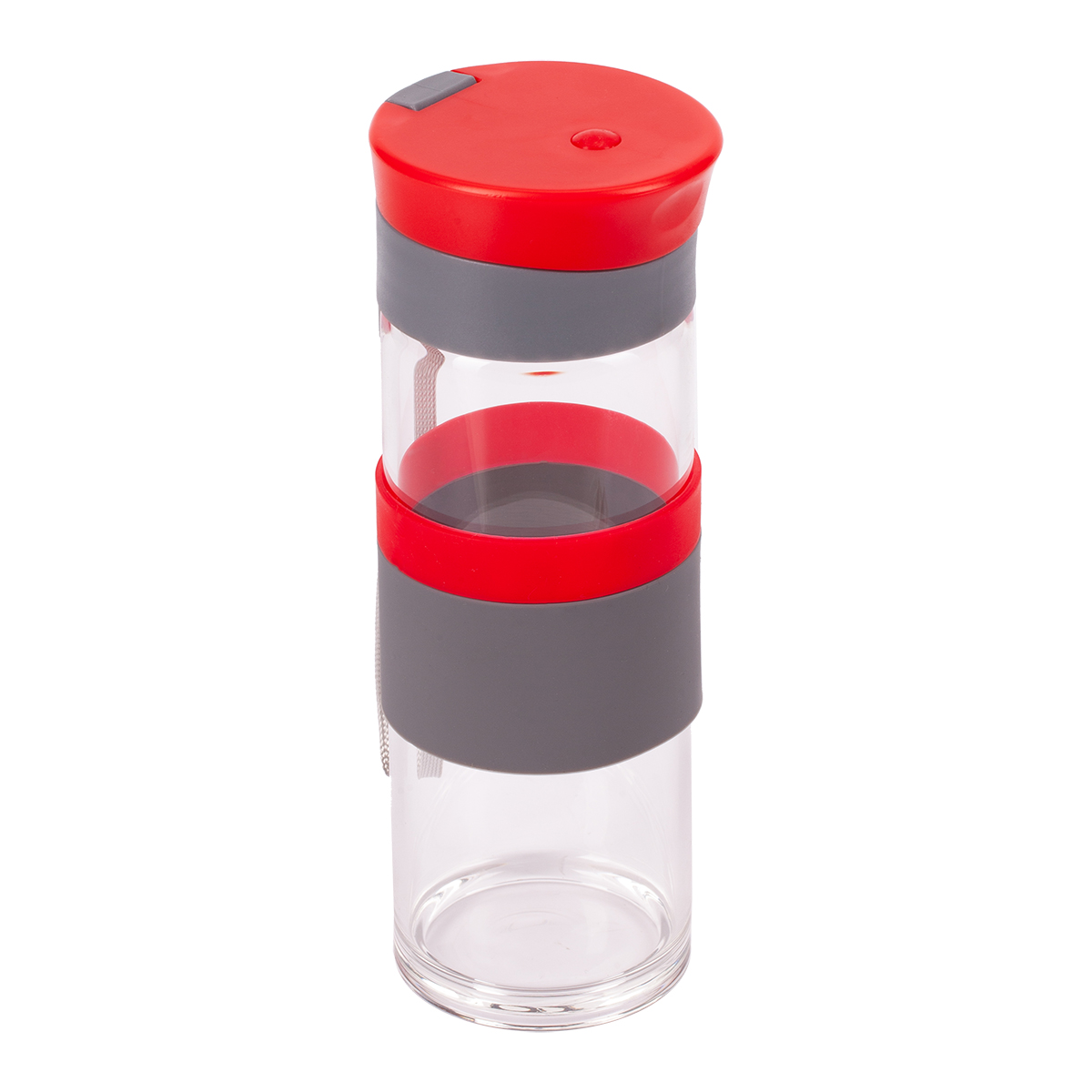 R08290.08 - Szklana butelka Top Form 440 ml, czerwony