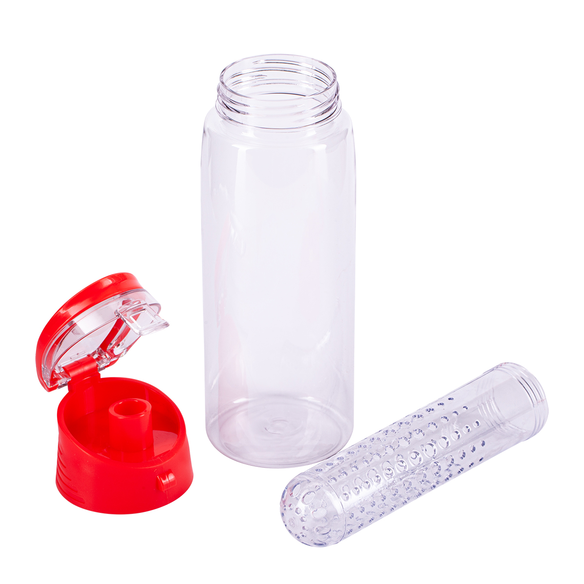 R08313.08 - Bidon Frutello 700 ml, czerwony/transparentny