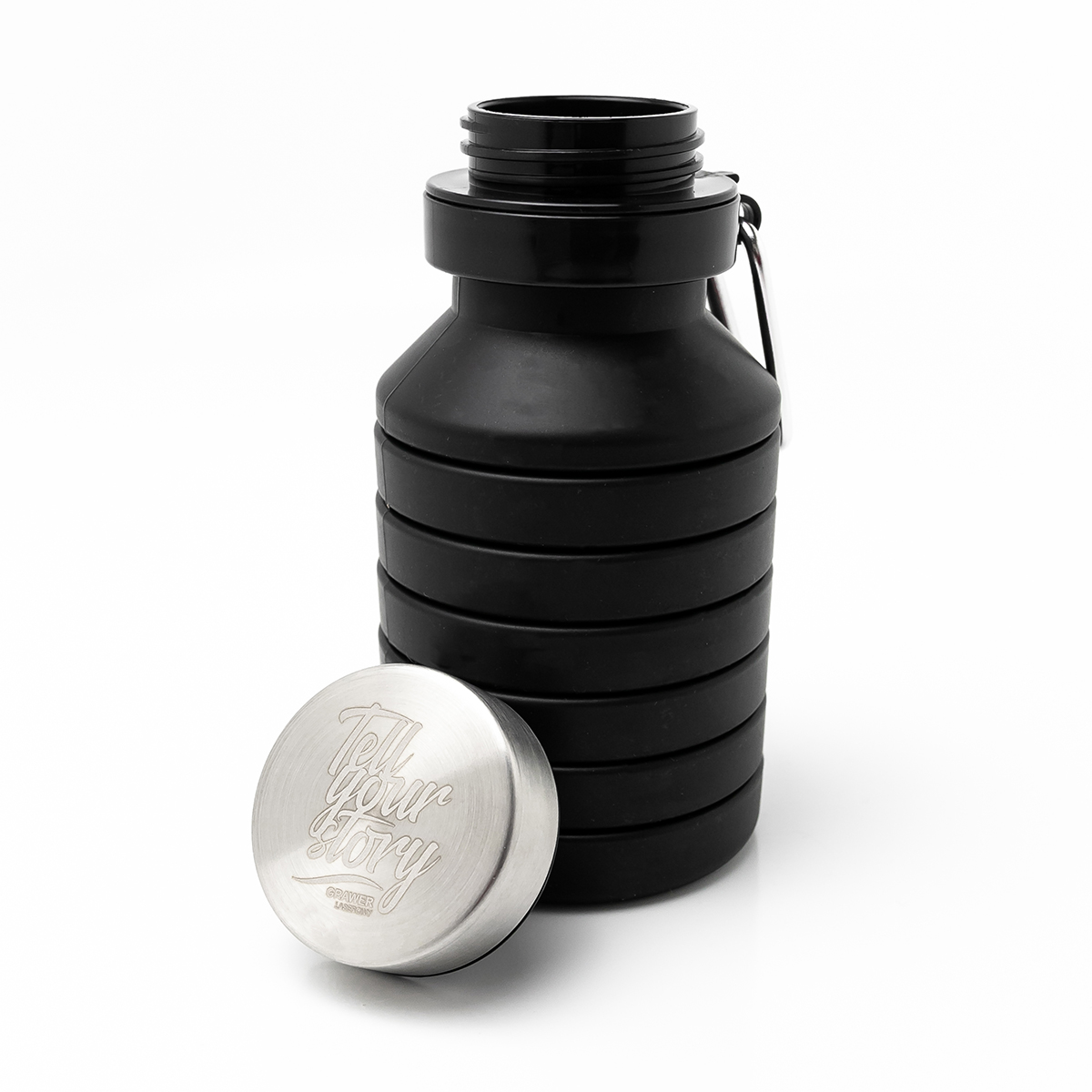 R08436.02 - Składany bidon sportowy Makalu 550 ml, czarny