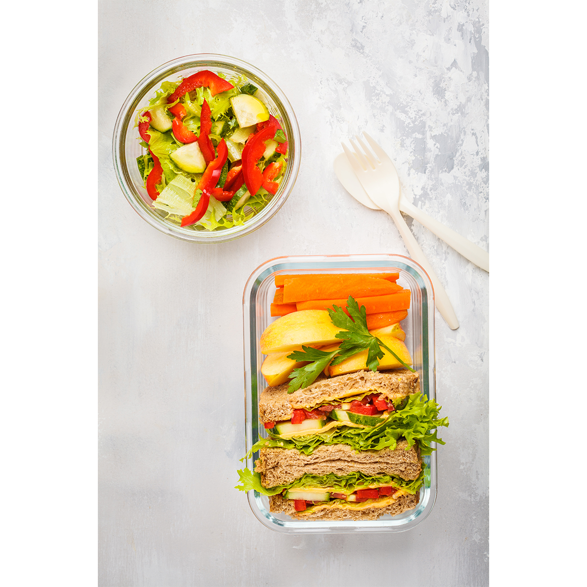 R08442.00 - Lunch box Delect 900 ml, biały/transparentny