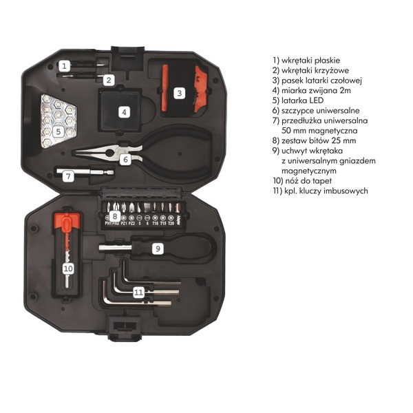 R17539.02.O - Zestaw narzędzi Smart DIY, czarny/czerwony
