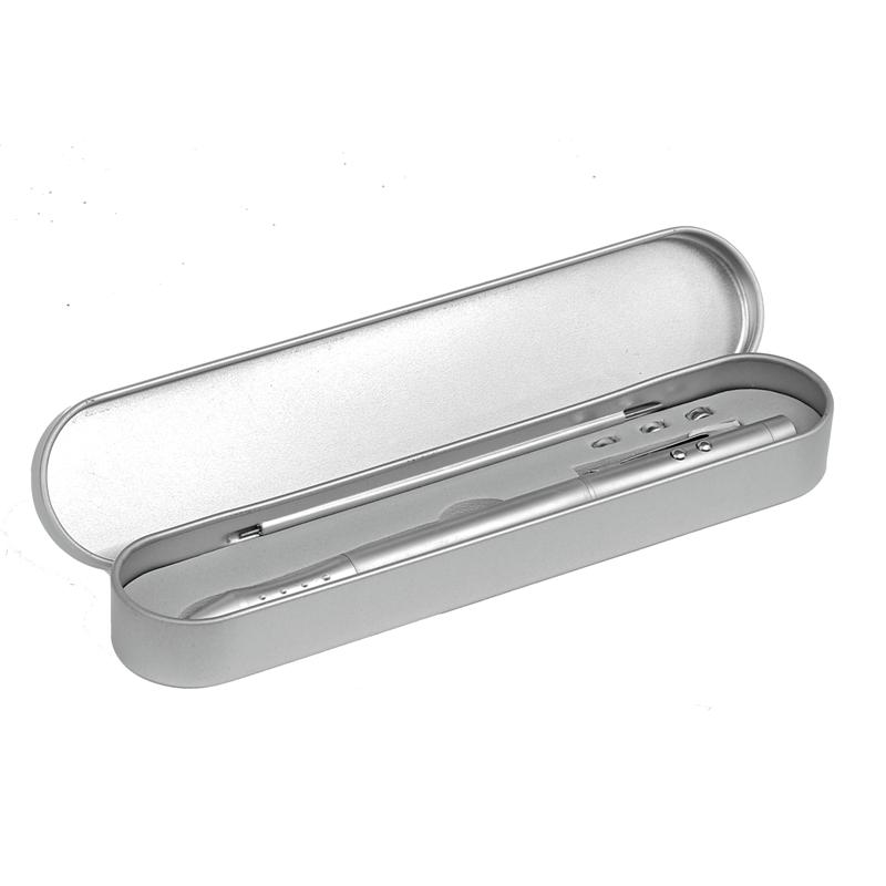 R35422 - Długopis ze wskaźnikiem laserowym Combo – 4 w 1, srebrny