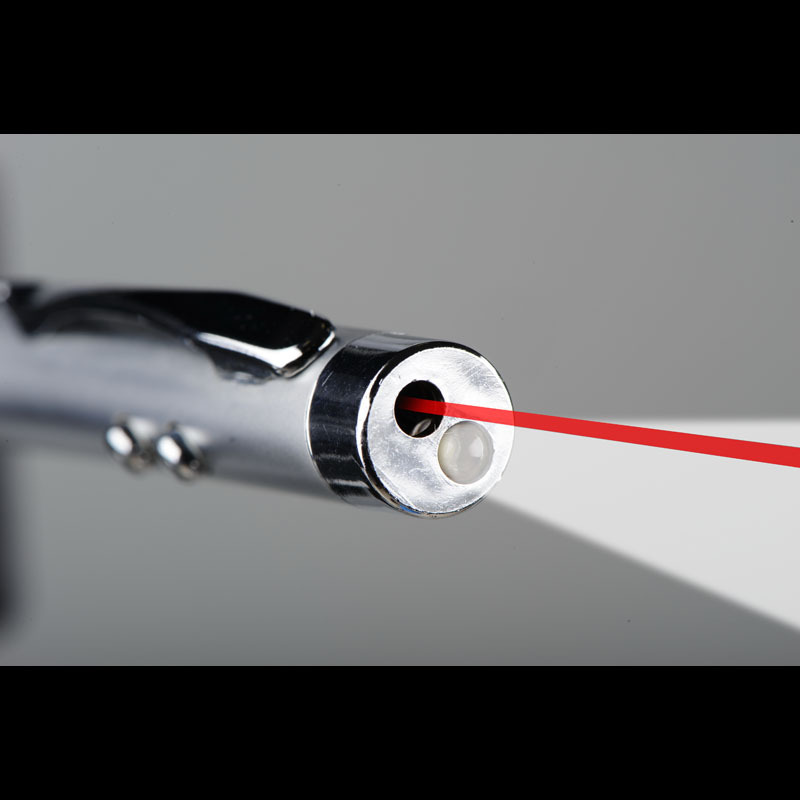 R35422 - Długopis ze wskaźnikiem laserowym Combo – 4 w 1, srebrny
