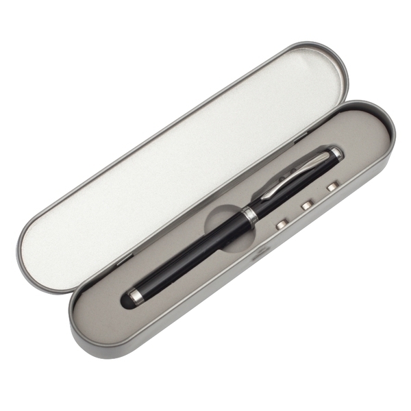 R35423.02 - Długopis ze wskaźnikiem laserowym Supreme – 4 w 1, czarny