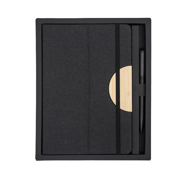 R64209.02 - Zestaw notes z długopisem Fold, czarny