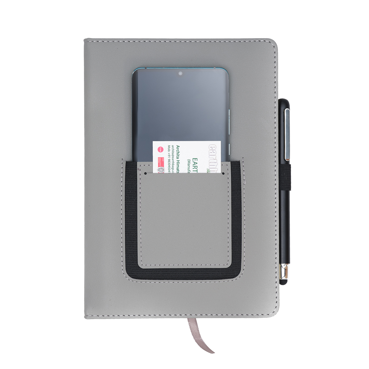R64248.21 - Notes z kieszonką na telefon Eibar, szary
