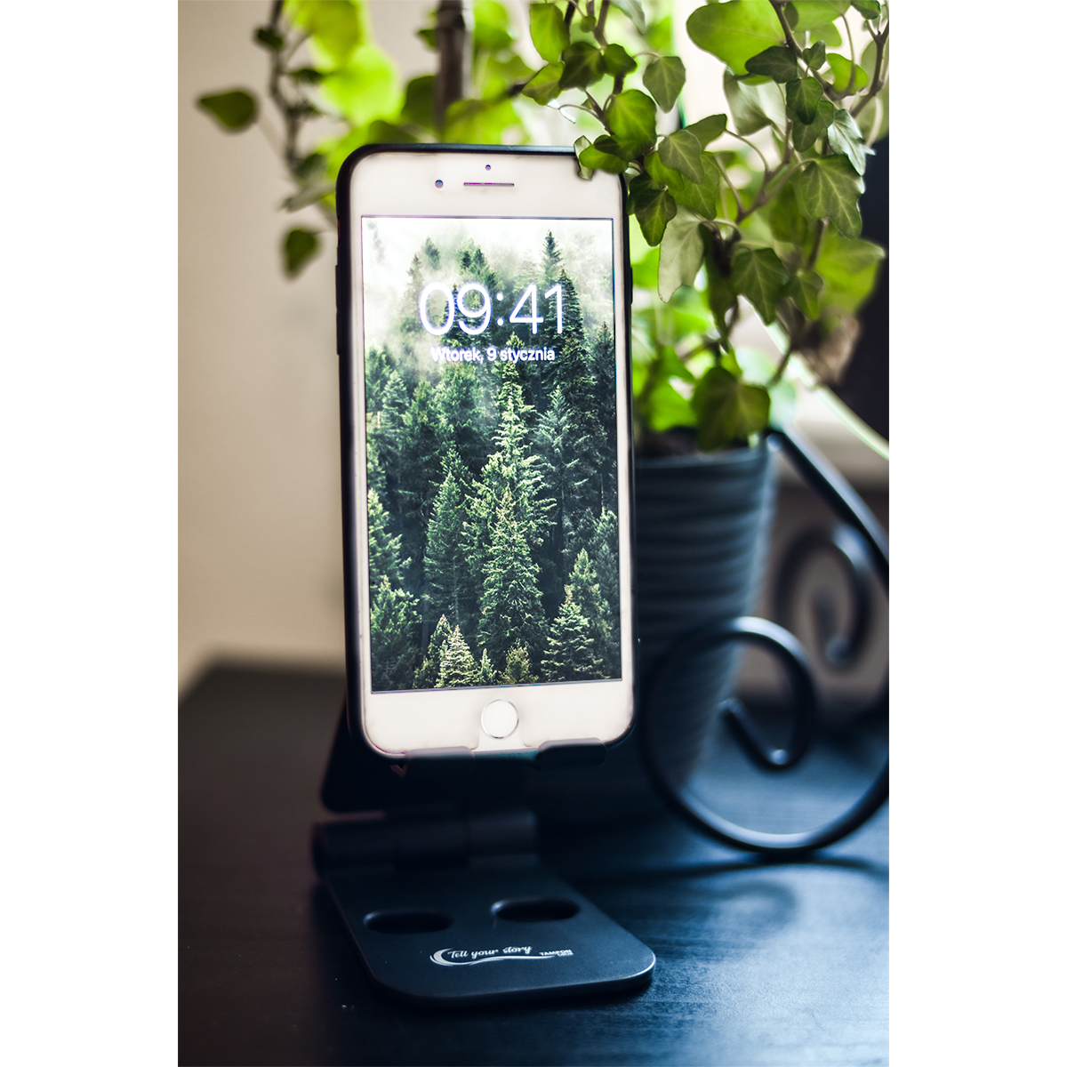 R64297.02 - Stojak do telefonu Gimo, czarny