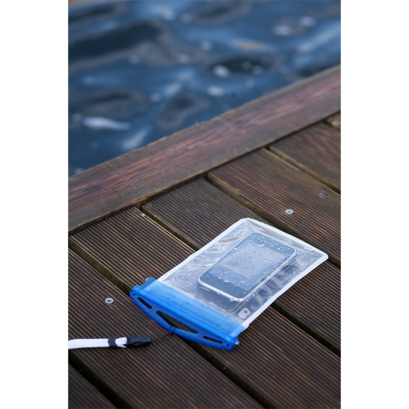 R64327 - Wodoodporny pokrowiec na telefon Crystal, transparentny/niebieski