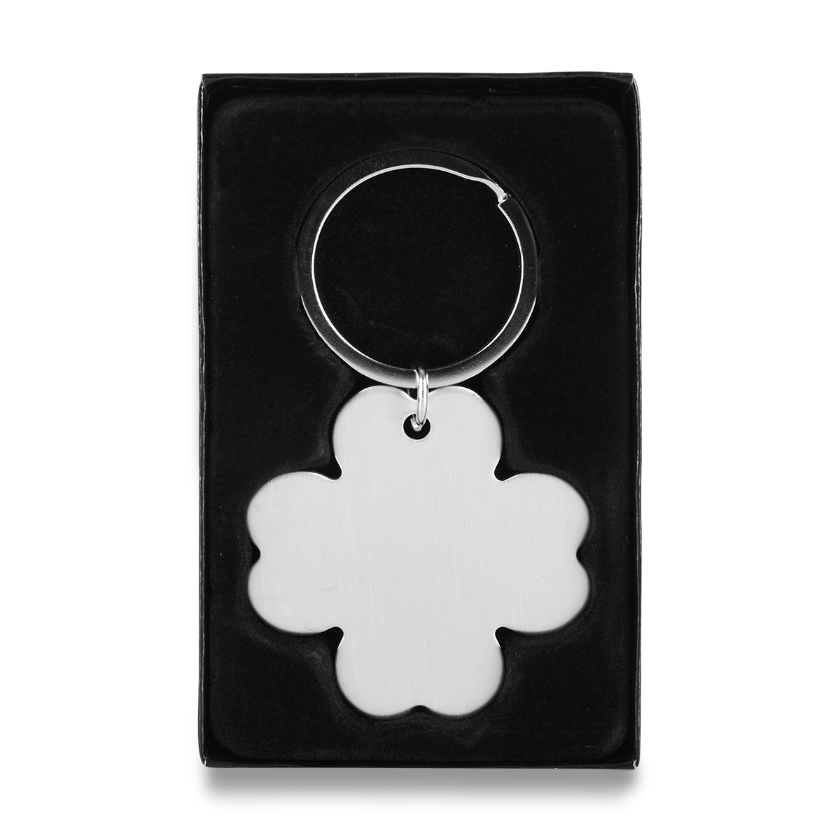 R73191 - Brelok metalowy 4-leaf clover, srebrny