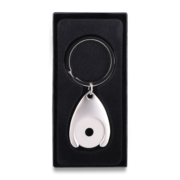 R73269 - Metalowy brelok z żetonem Disc, srebrny