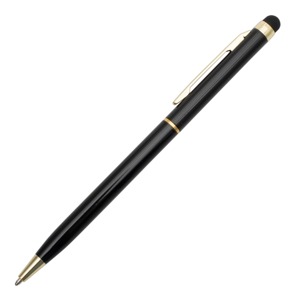 R73409.02 - Długopis aluminiowy Touch Tip Gold, czarny