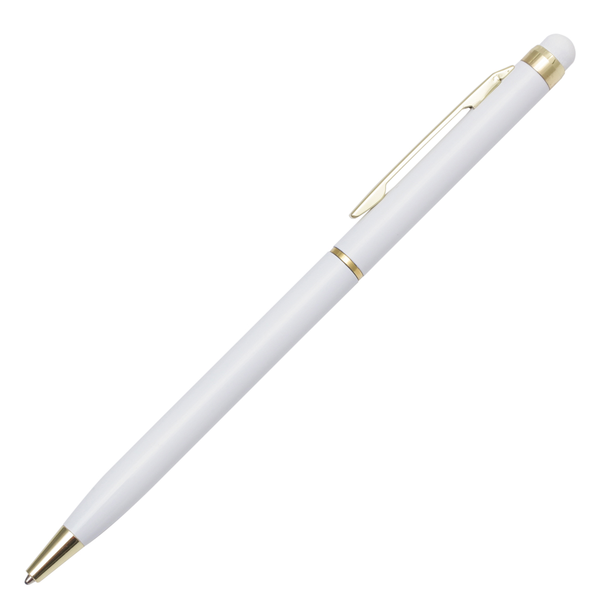 R73409.06 - Długopis aluminiowy Touch Tip Gold, biały