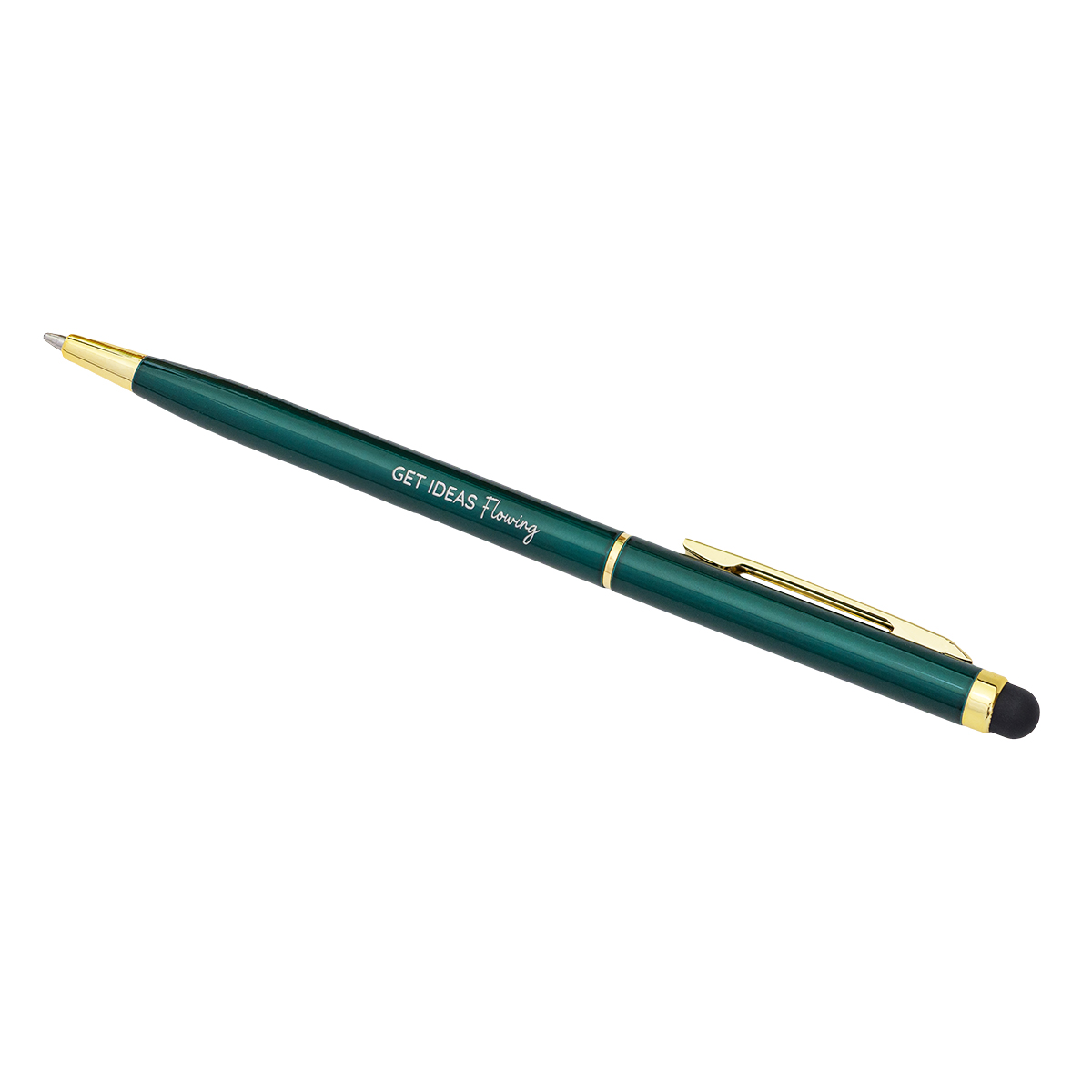 R73409.51 - Długopis aluminiowy Touch Tip Gold, ciemny zielony