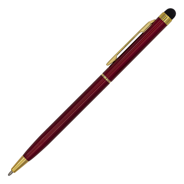 R73409.82 - Długopis aluminiowy Touch Tip Gold, bordowy