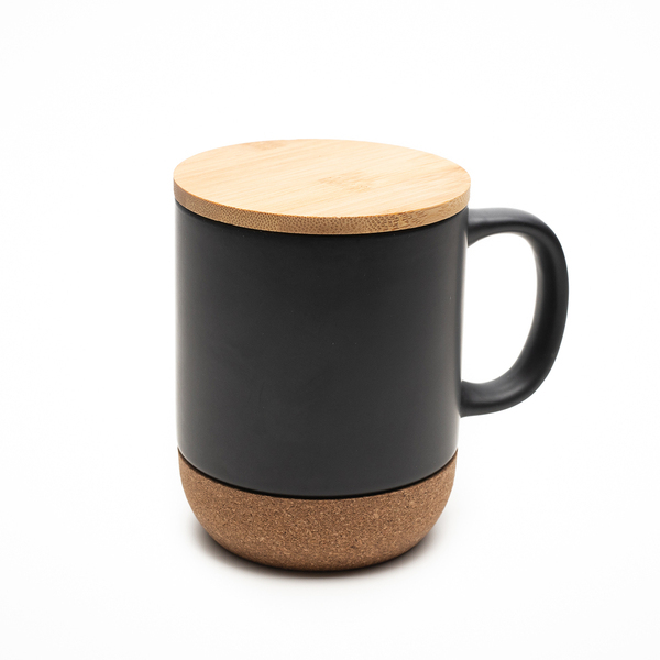R85309.02 - Kubek ceramiczny z bambusową przykrywką Giulia 400 ml, czarny