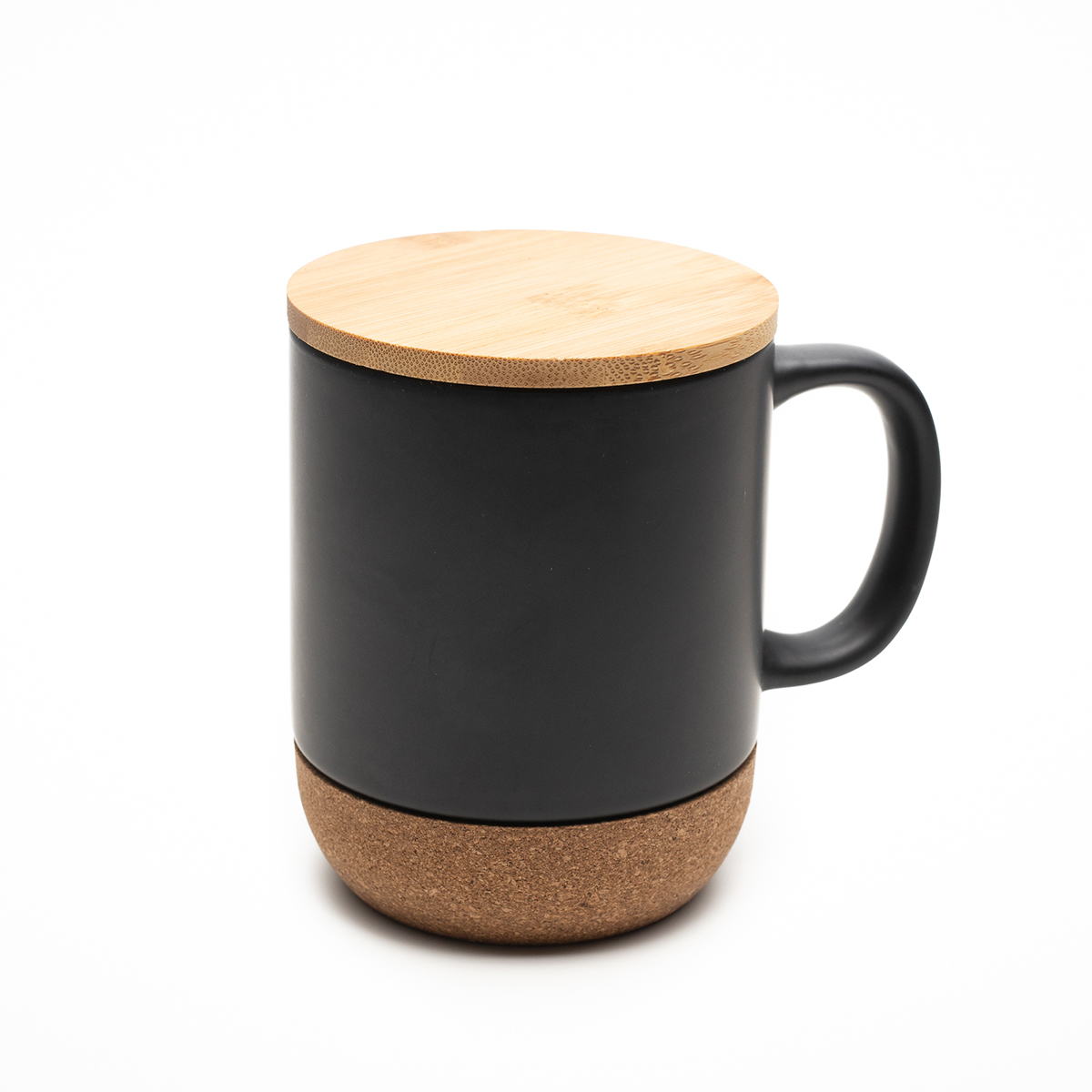 R85309.02 - Kubek ceramiczny z bambusową przykrywką Giulia, czarny