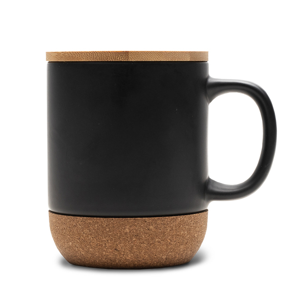 R85309.02 - Kubek ceramiczny z bambusową przykrywką Giulia 400 ml, czarny