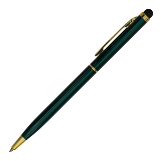 R73409 - Długopis aluminiowy Touch Tip Gold, ciemny zielony 