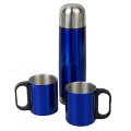 R08383.O - Metalowy termos Picnic 480 ml + 2 kubki, niebieski/srebrny - druga jakość