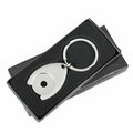 R73269 - Metalowy brelok z żetonem Disc, srebrny