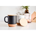 R85309.06.O - Kubek ceramiczny z bambusową przykrywką Giulia, biały